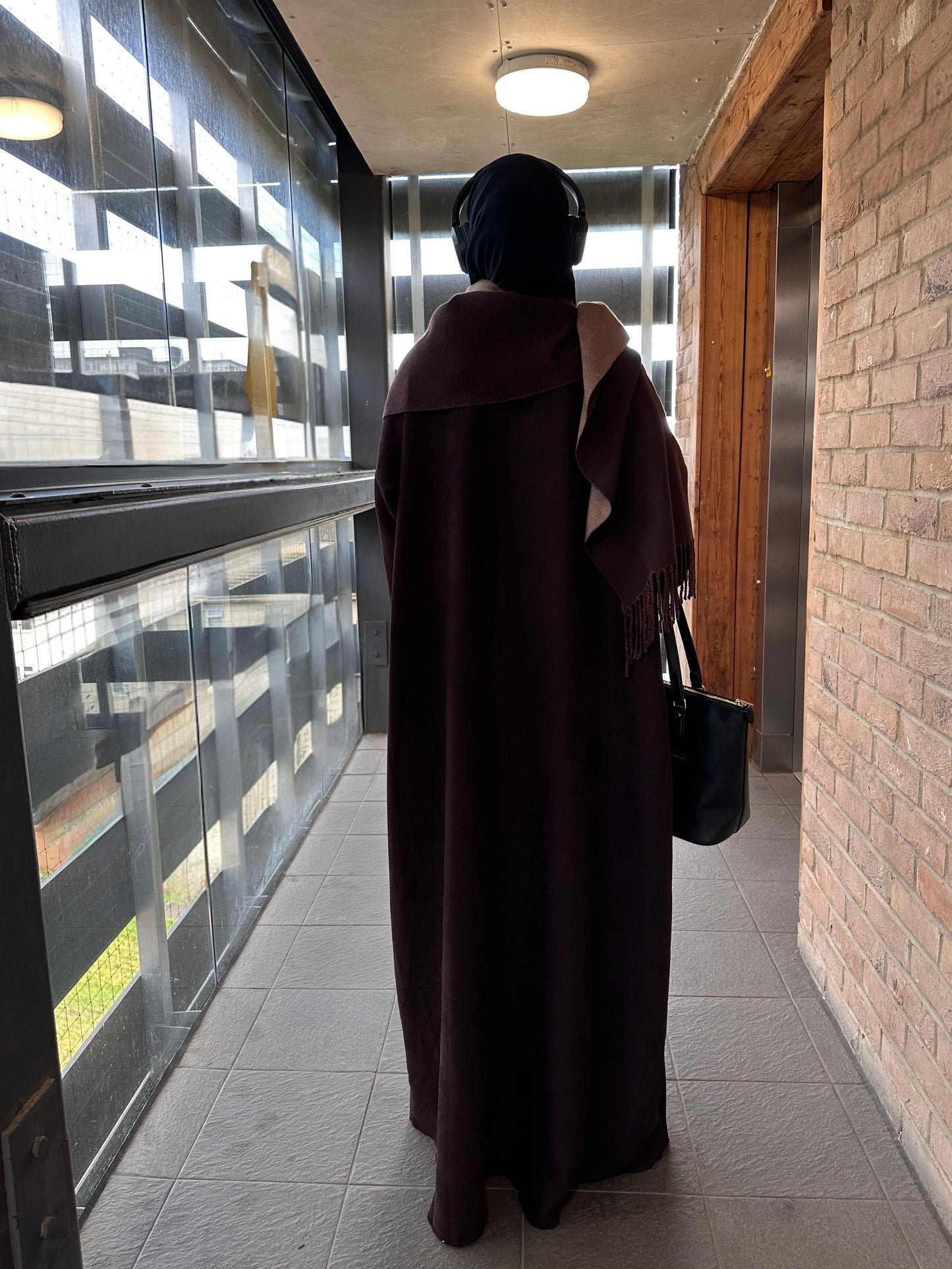 Espresso Brown Closed Corduroy Abaya