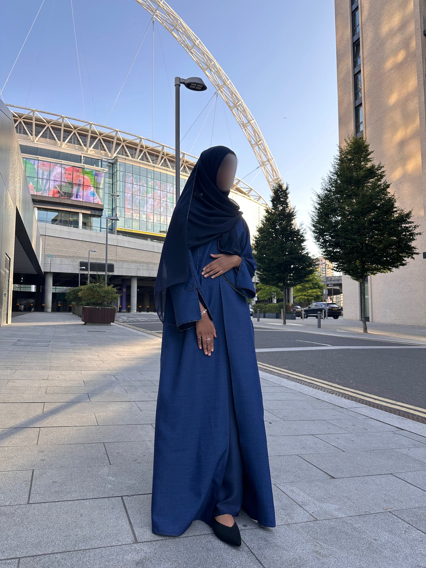 Elegance in Blue Open Abaya
