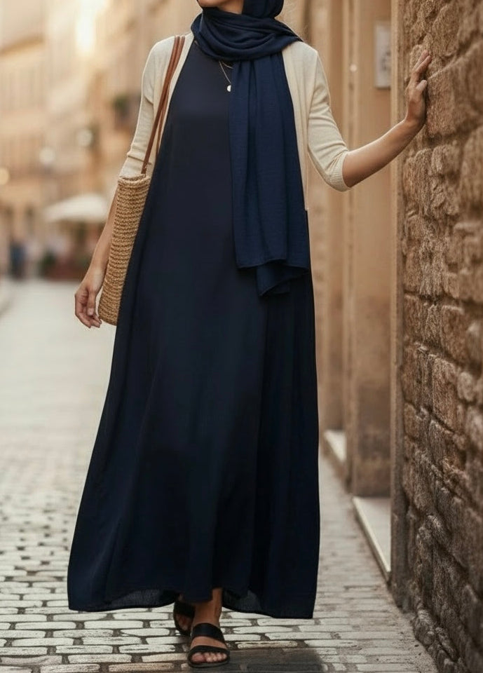 Navy blue sleeveless dress