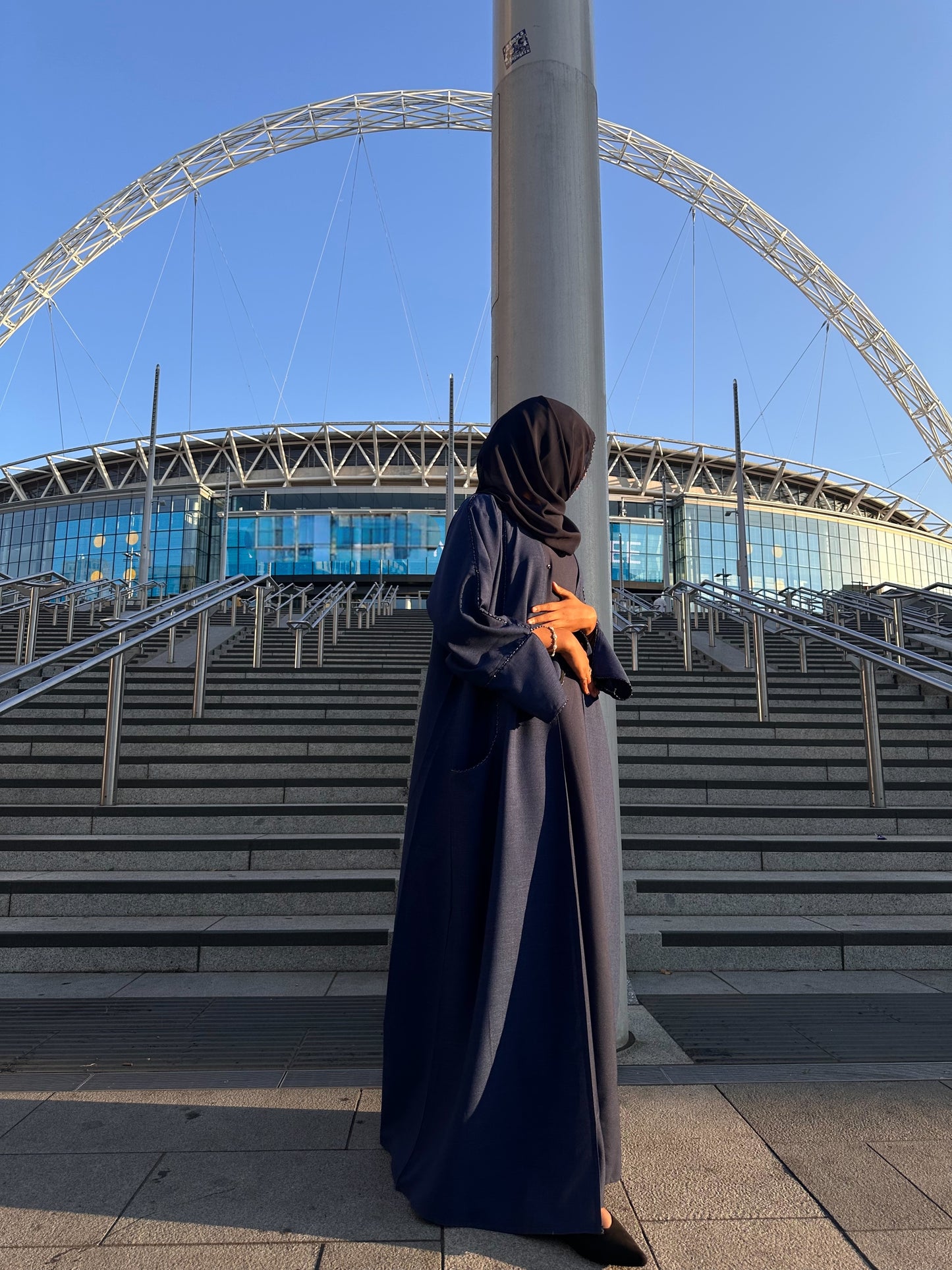 Elegance in Blue Open Abaya