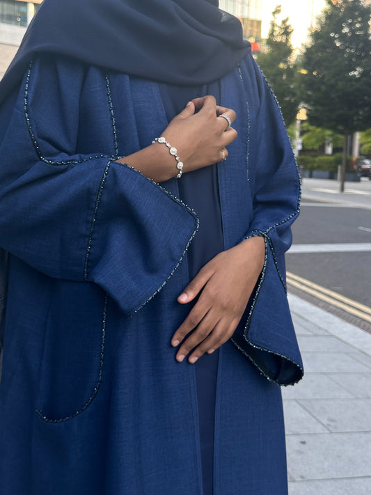 Elegance in Blue Open Abaya