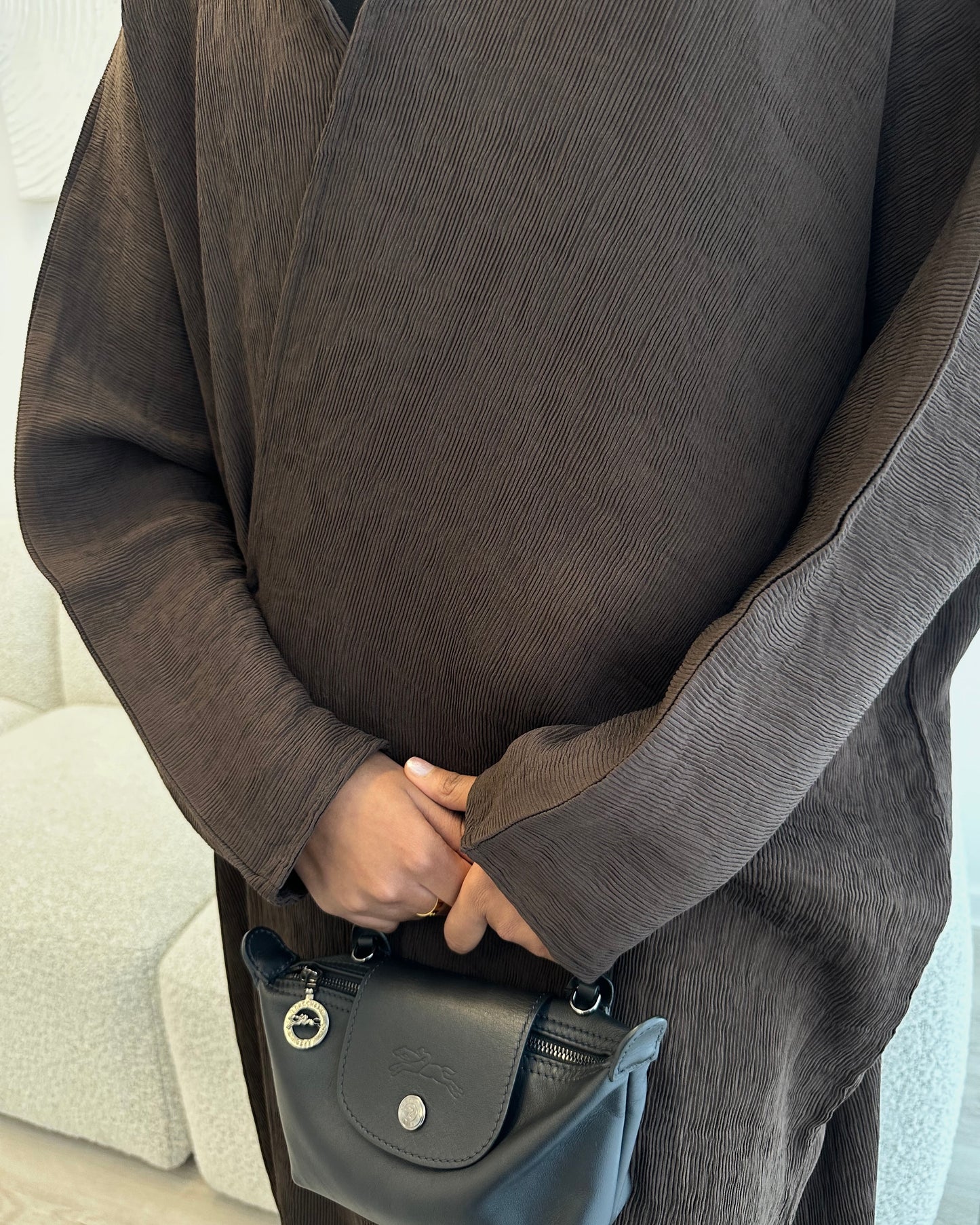 Lumière Charcoal Brown Abaya