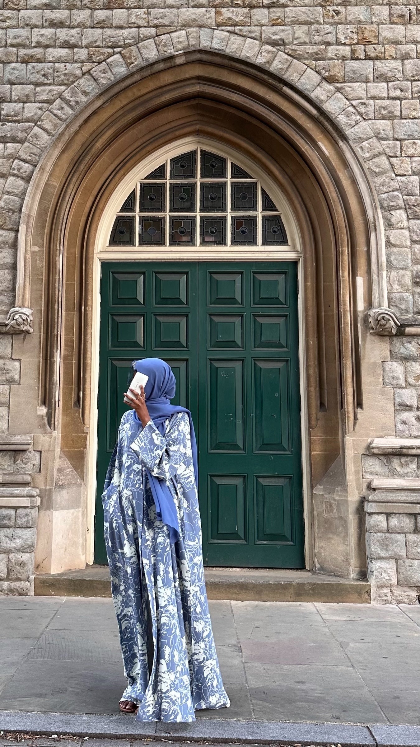 Dusty Blue Open Kimono Abaya