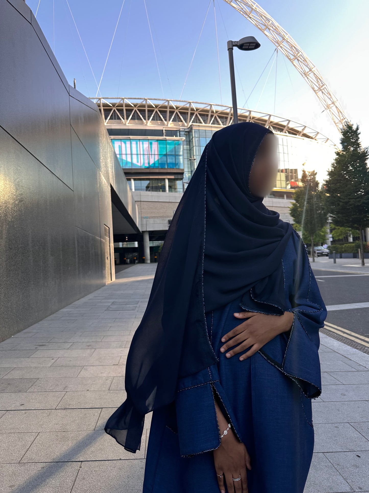 Elegance in Blue Open Abaya