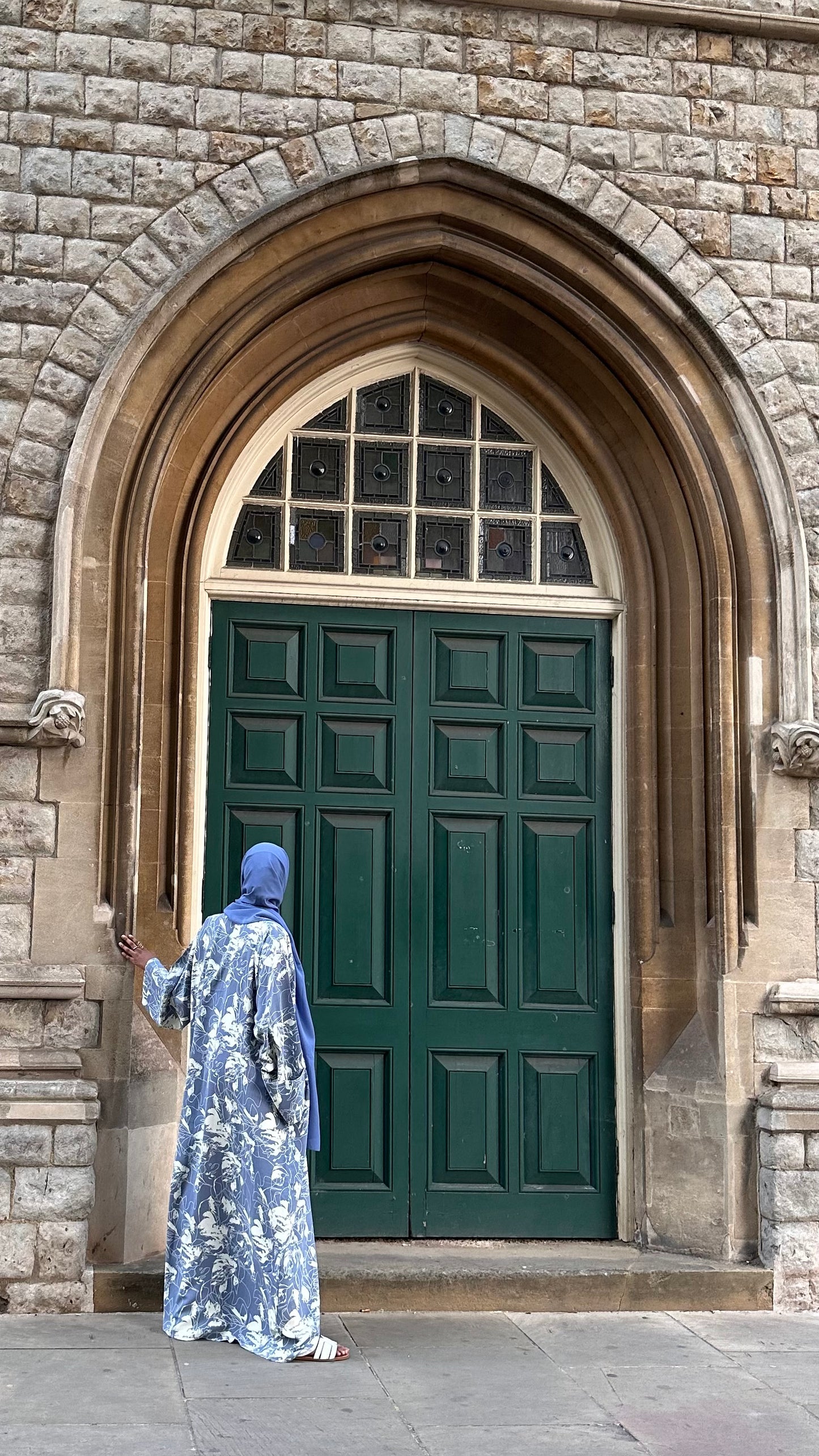 Dusty Blue Open Kimono Abaya