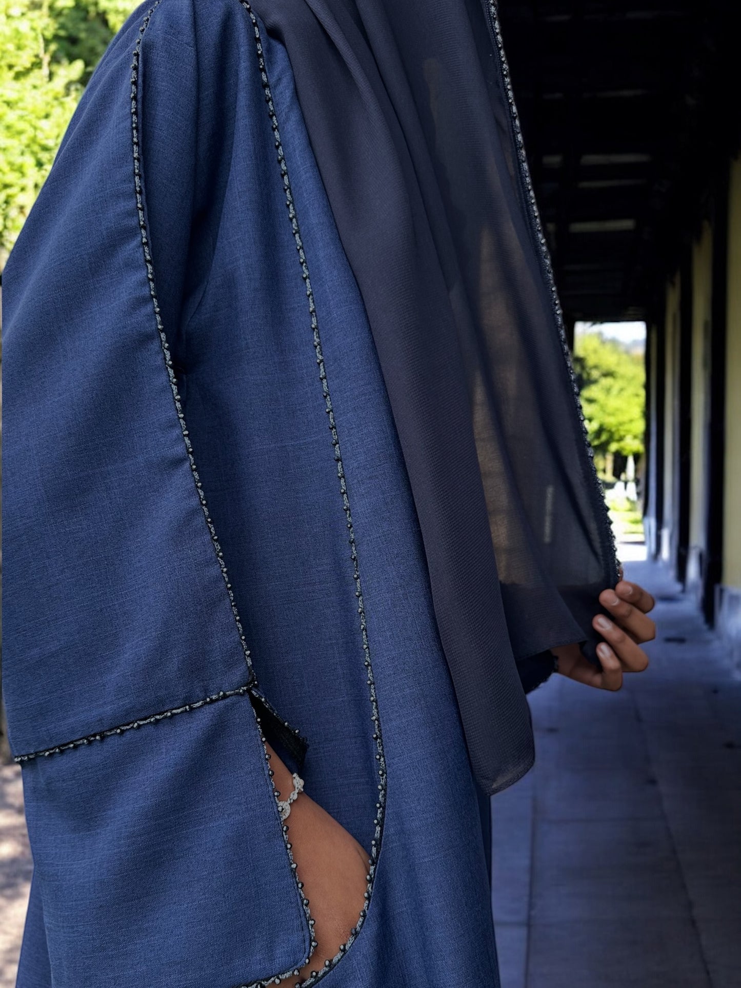 Elegance in Blue Open Abaya