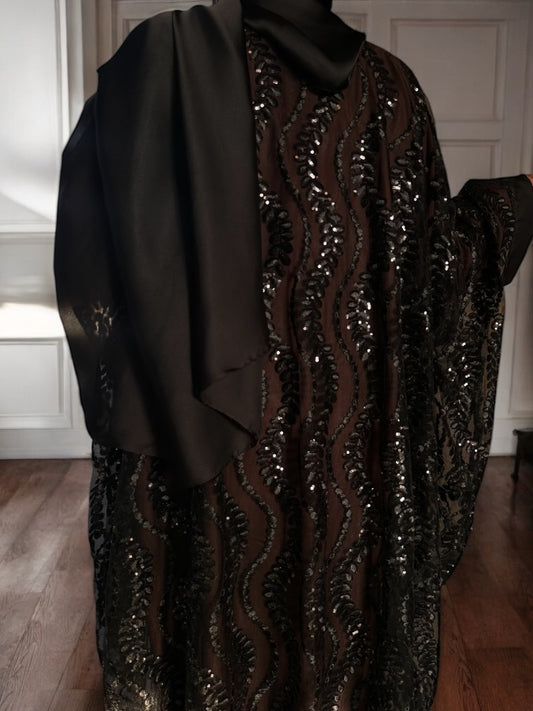 Midnight Serenity Abaya Set - brown (CLEARANCE)