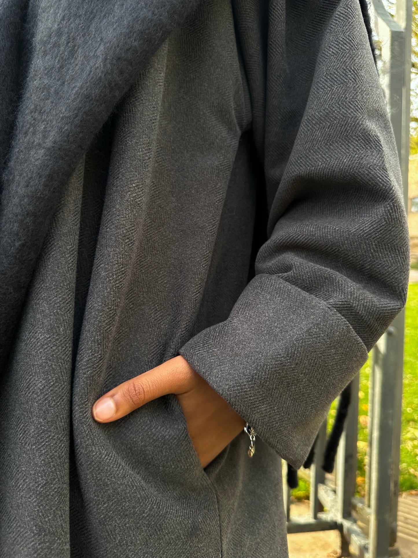 Charcoal Wool Blend Abaya