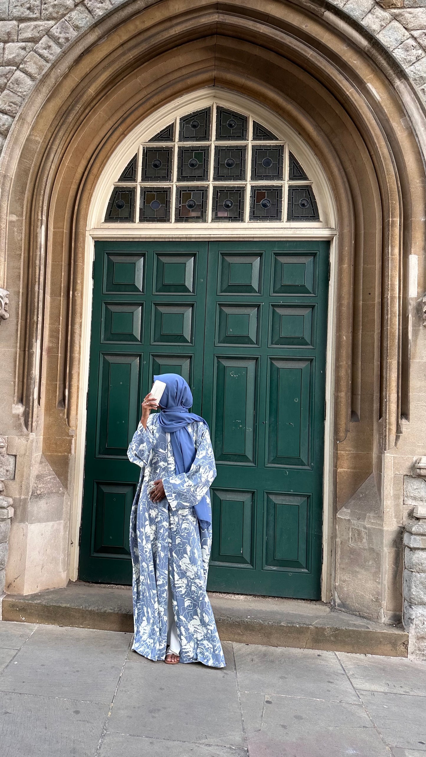 Dusty Blue Open Kimono Abaya