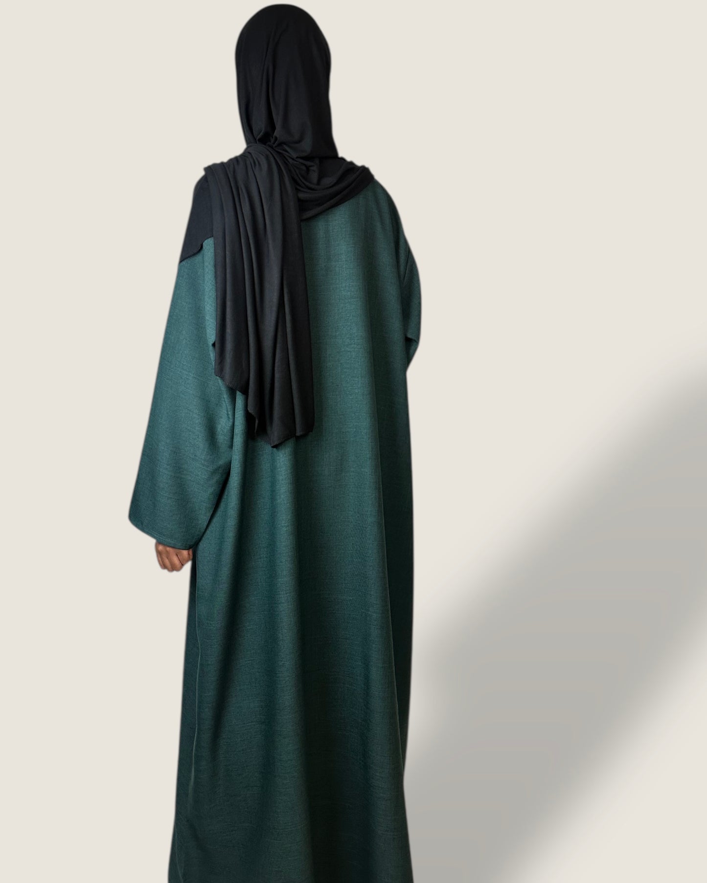 Closed Bottle Green Linen Abaya
