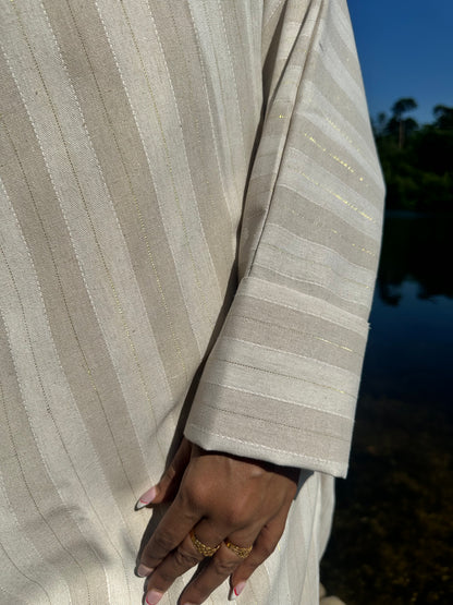 Dune Stripe Linen Kimono Abaya