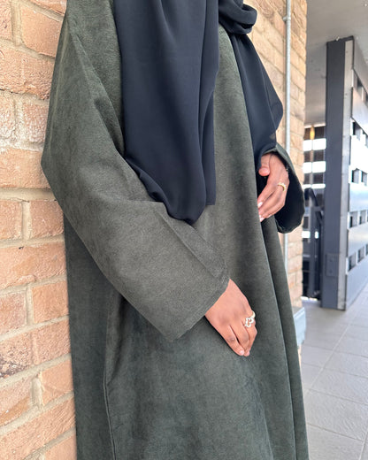 Olive Green Corduroy Closed Abaya