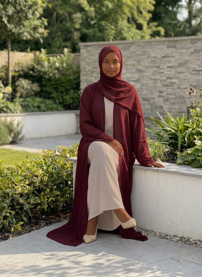 Burgundy Abaya Set (CLEARANCE last size)