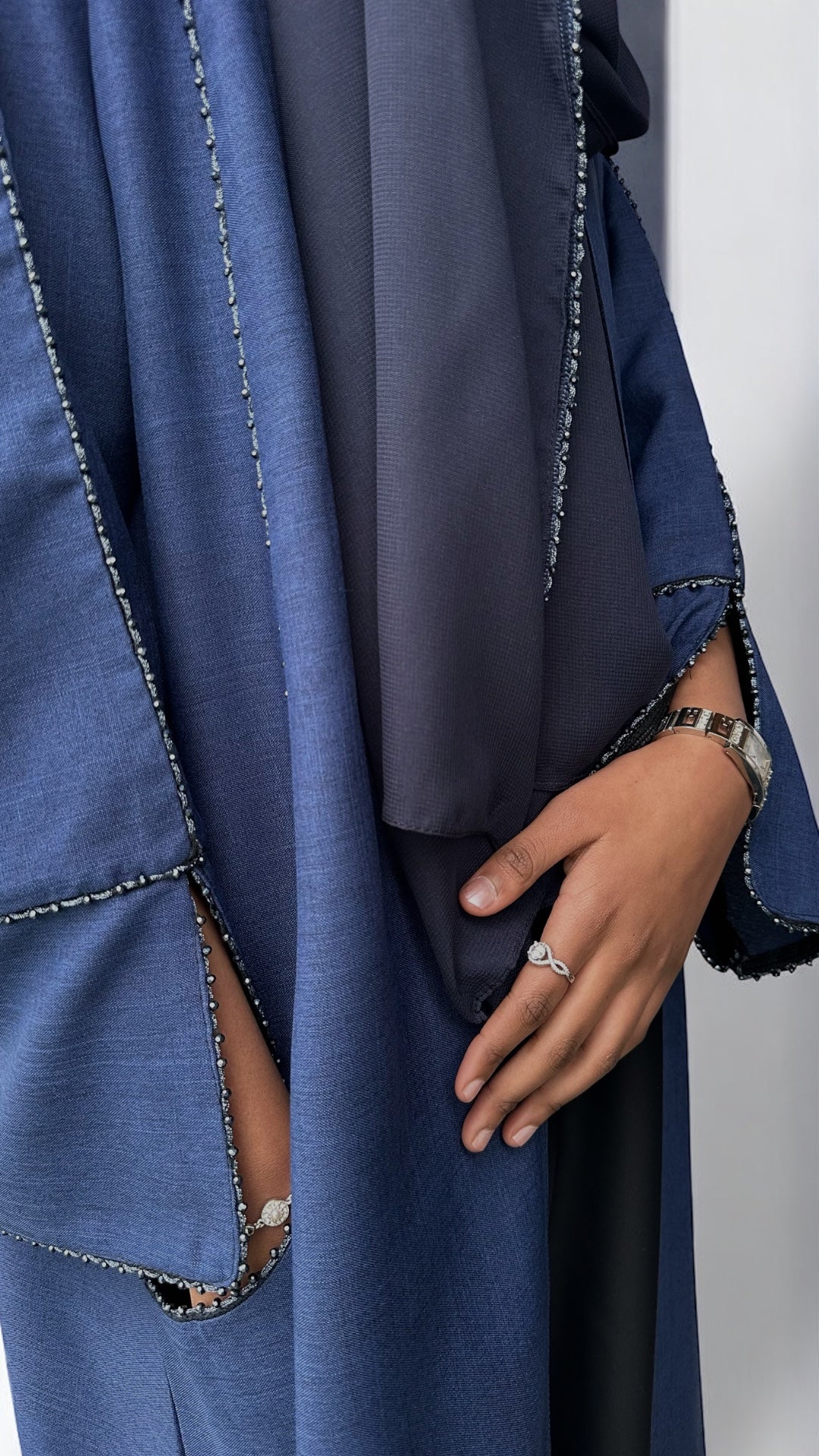 Elegance in Blue Open Abaya