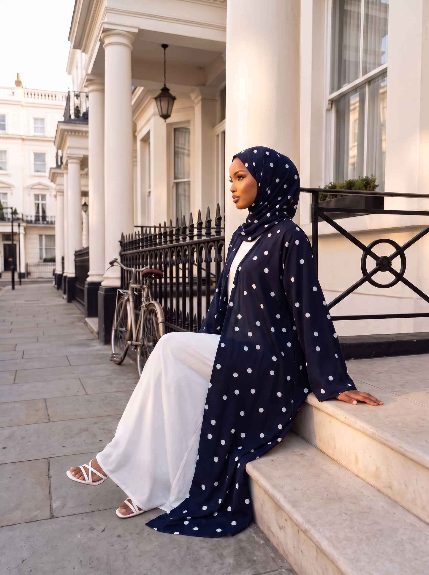 Sapphire Navy Polka Abaya Set