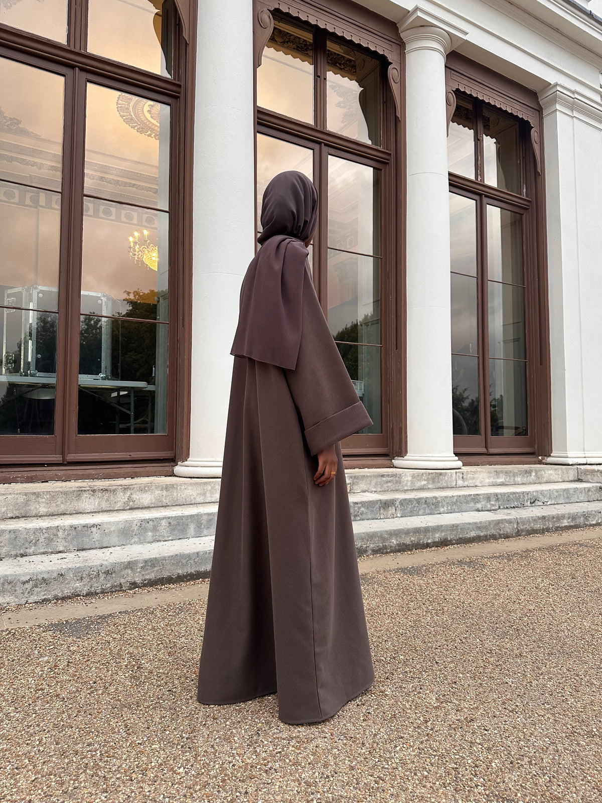 Taupe Brushed Twill Open Abaya Kimono