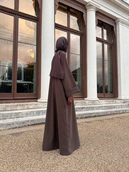 Taupe Brushed Twill Open Abaya Kimono
