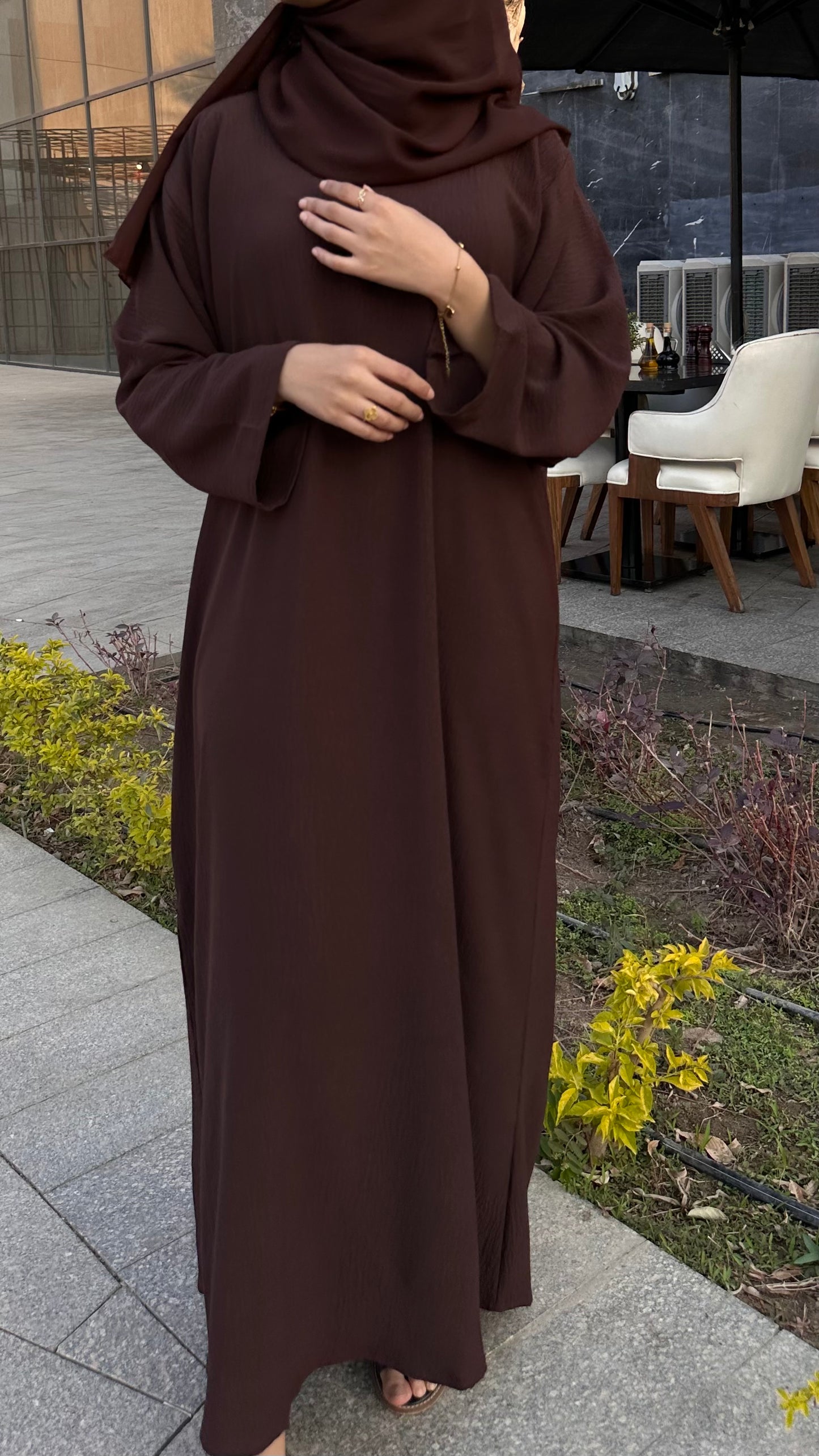 Brown Beads Luxe Abaya Set