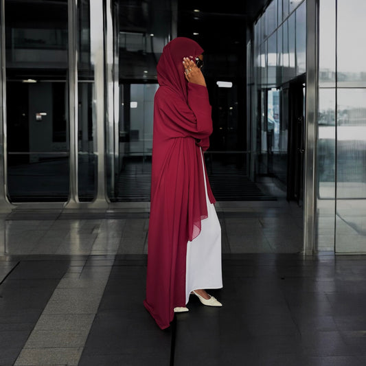 Burgundy Abaya Set