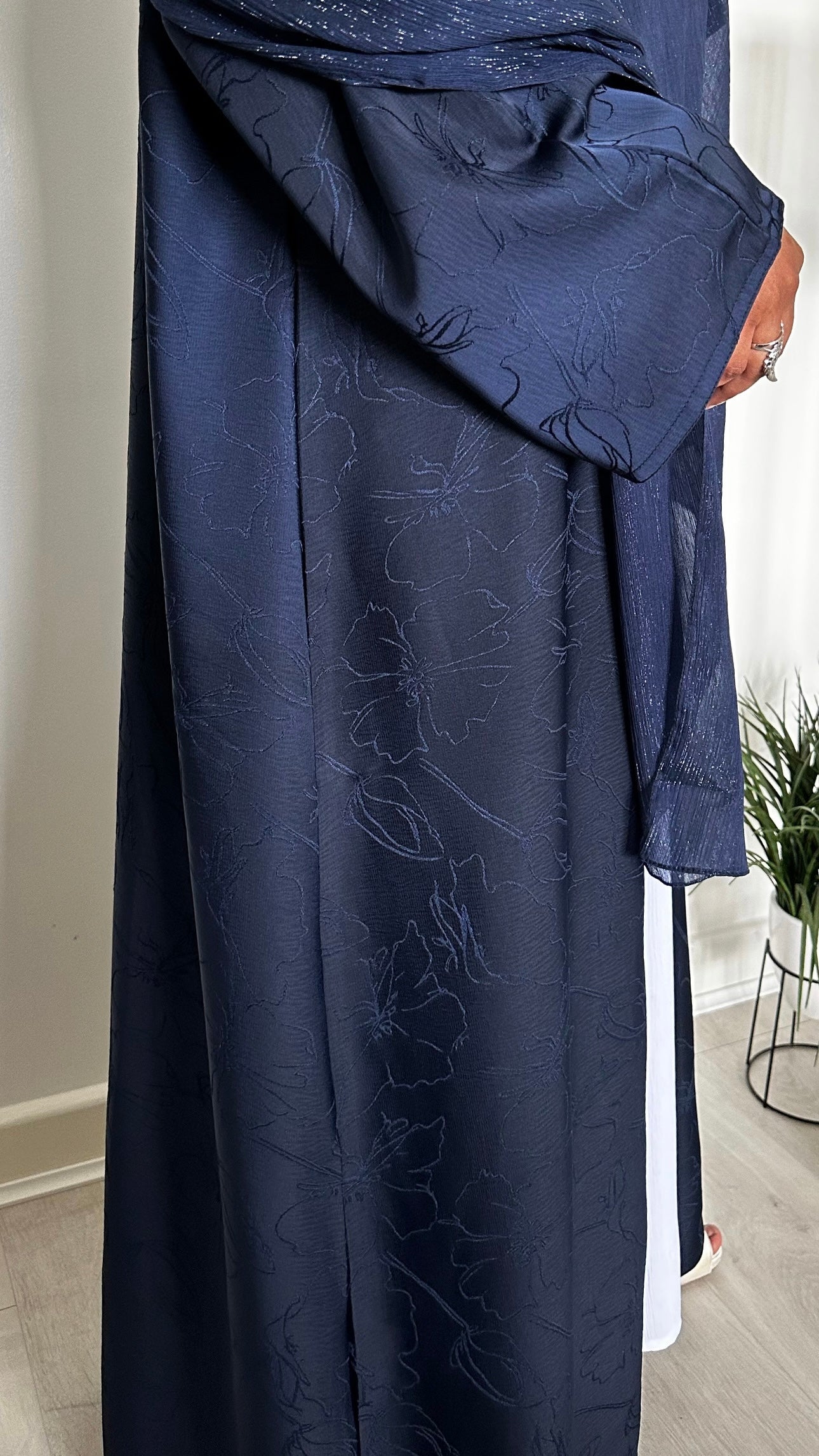 Floral Navy Blue Abaya