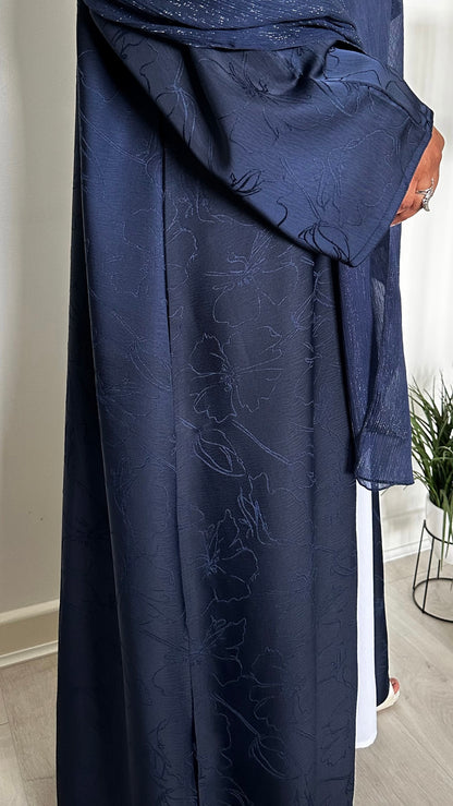 Floral Navy Blue Abaya