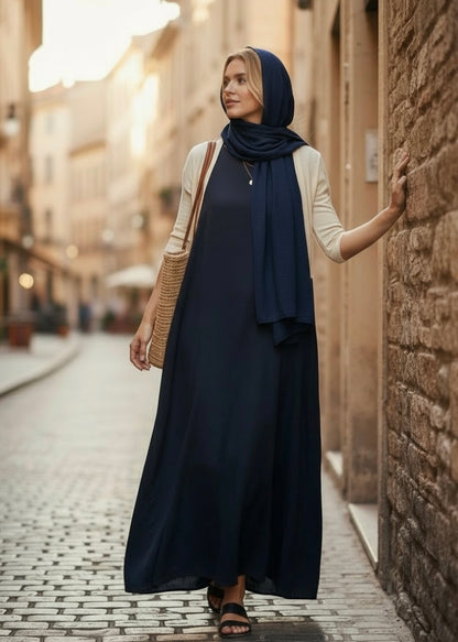 Navy blue sleeveless dress