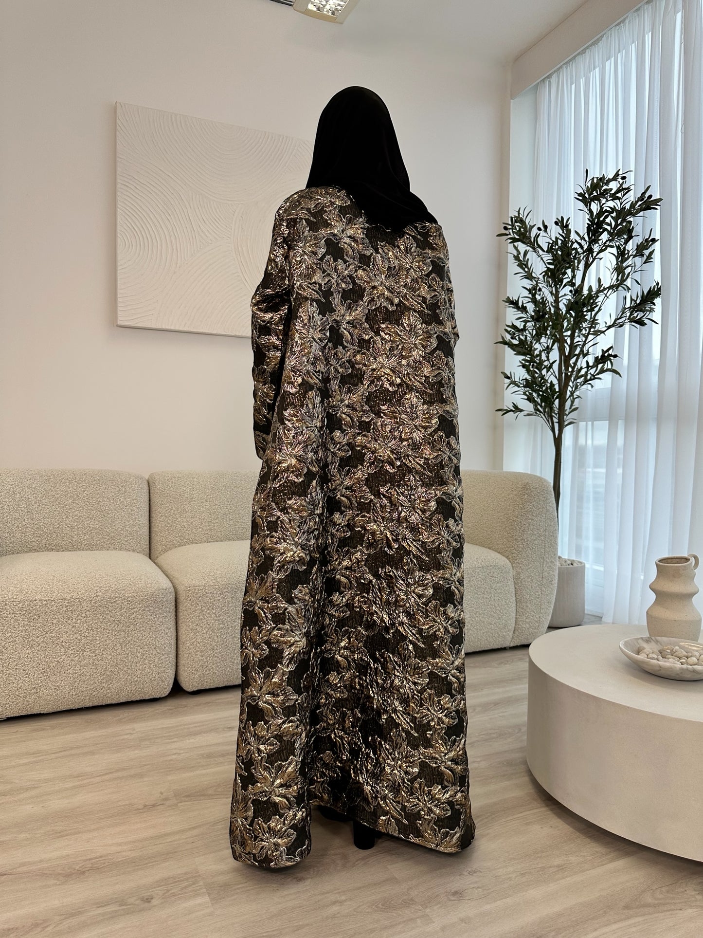Regal Jacquard Open Abaya