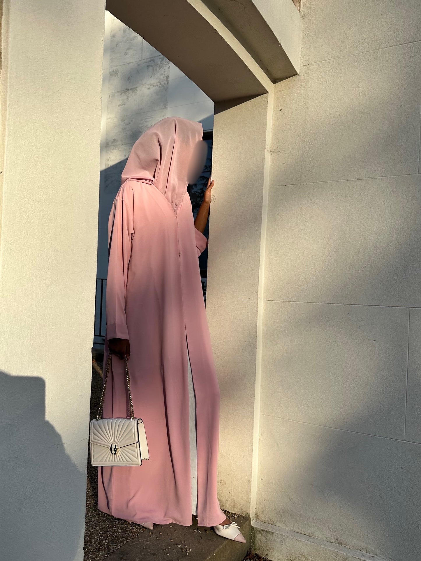 Blush Elegance Open Abaya Set