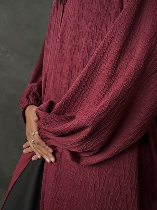 Burgundy Knit Abaya