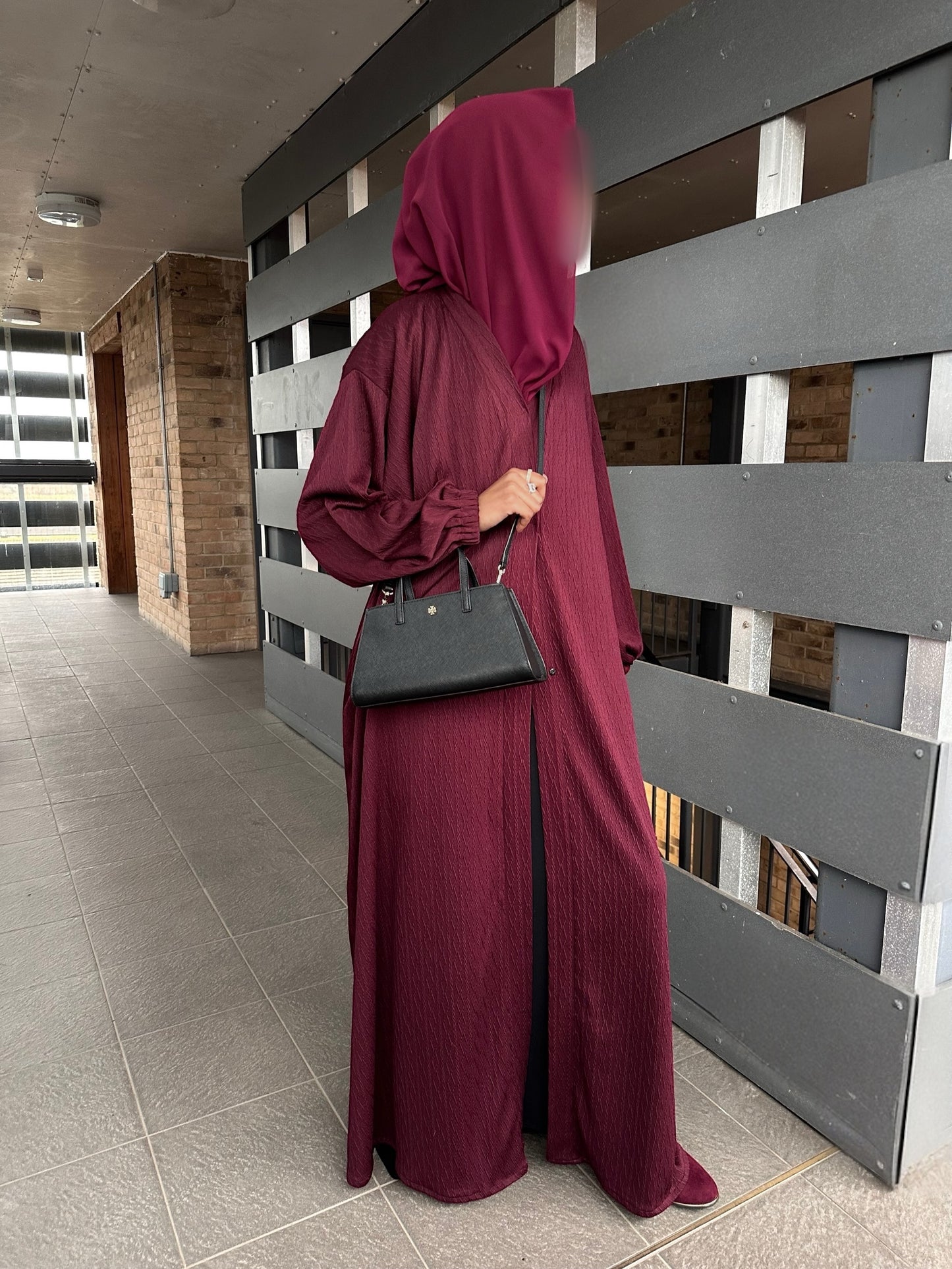 Burgundy Knit Abaya
