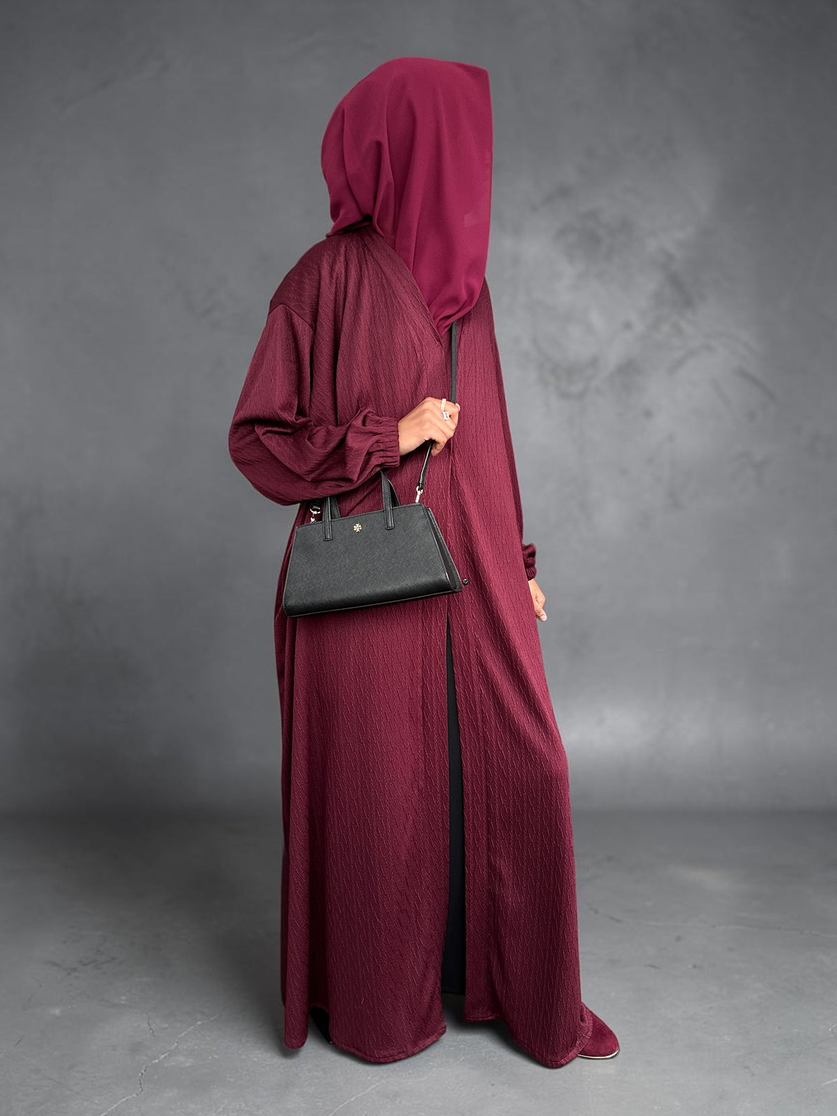Burgundy Knit Abaya