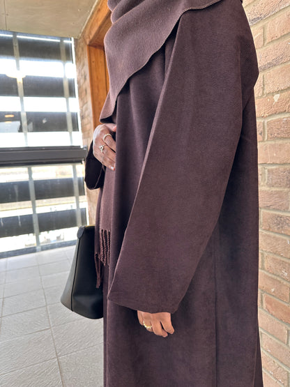 Espresso Brown Closed Corduroy Abaya