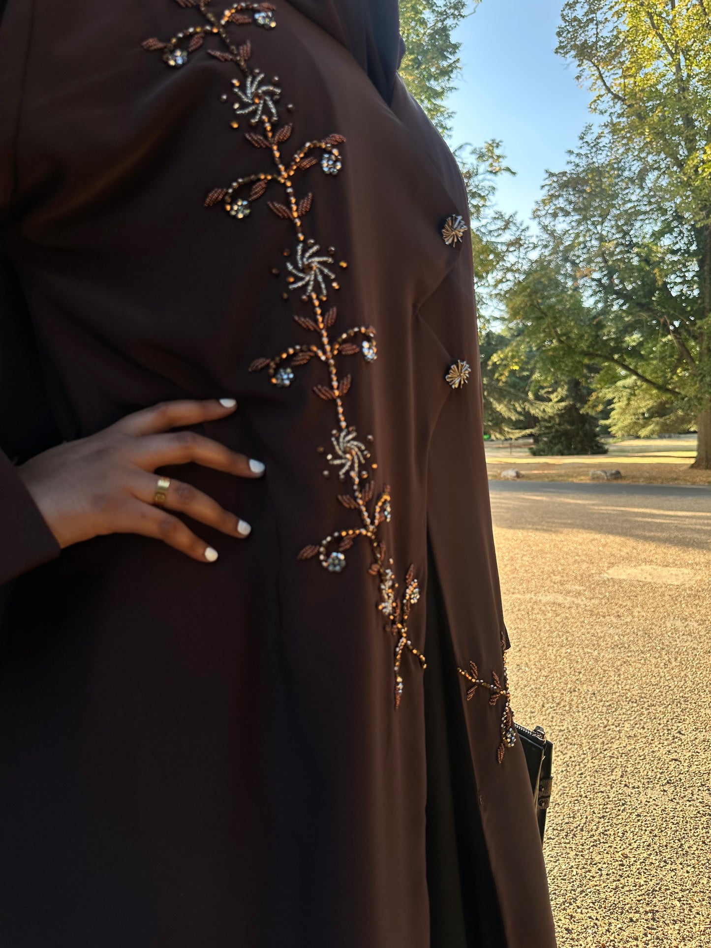 Espresso Stylish Élégance Abaya Set