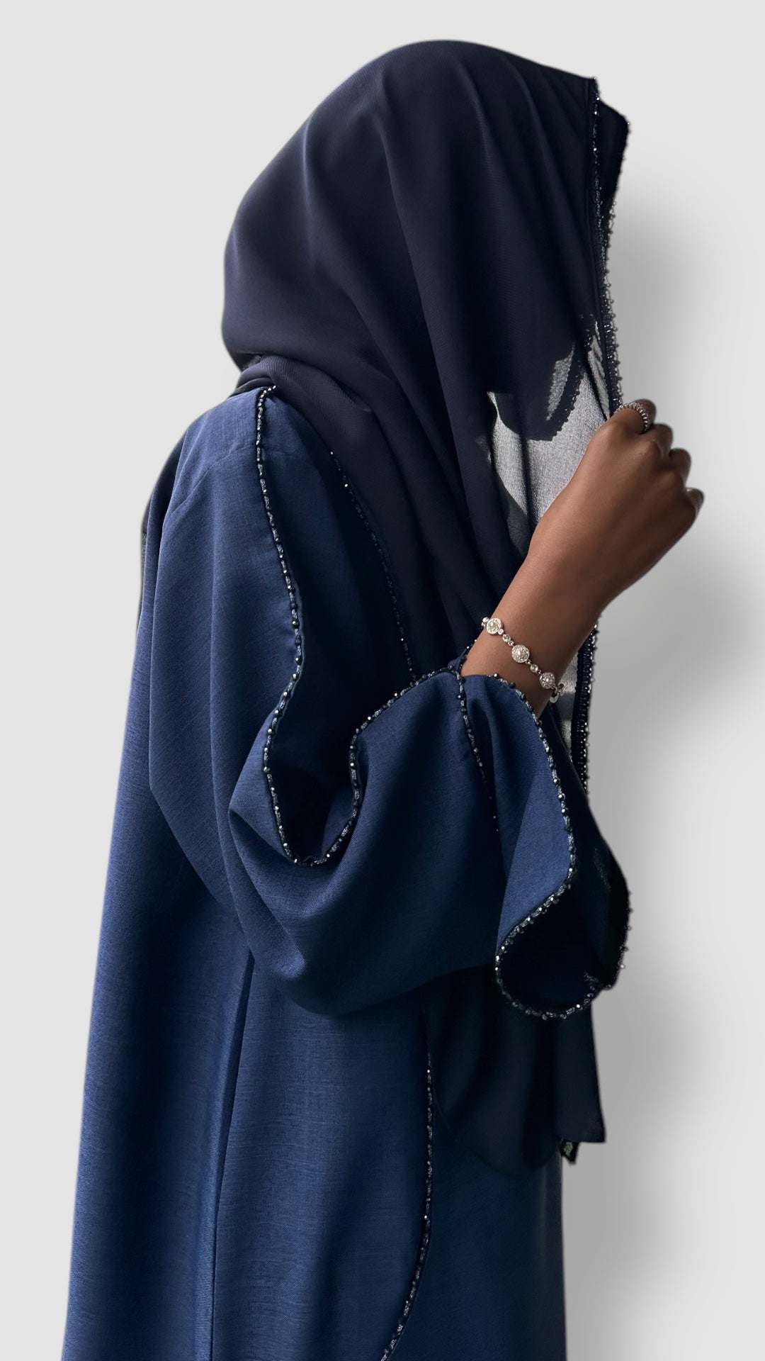 Elegance in Blue Open Abaya