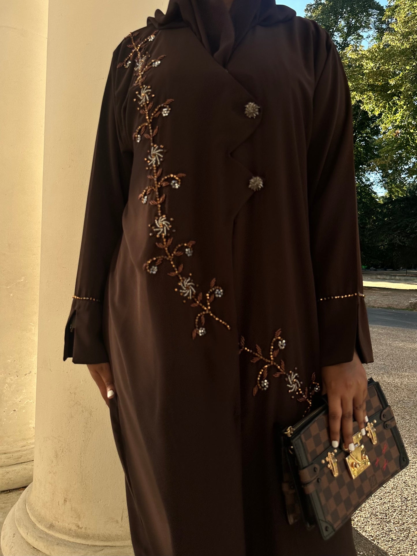 Espresso Stylish Élégance Abaya Set