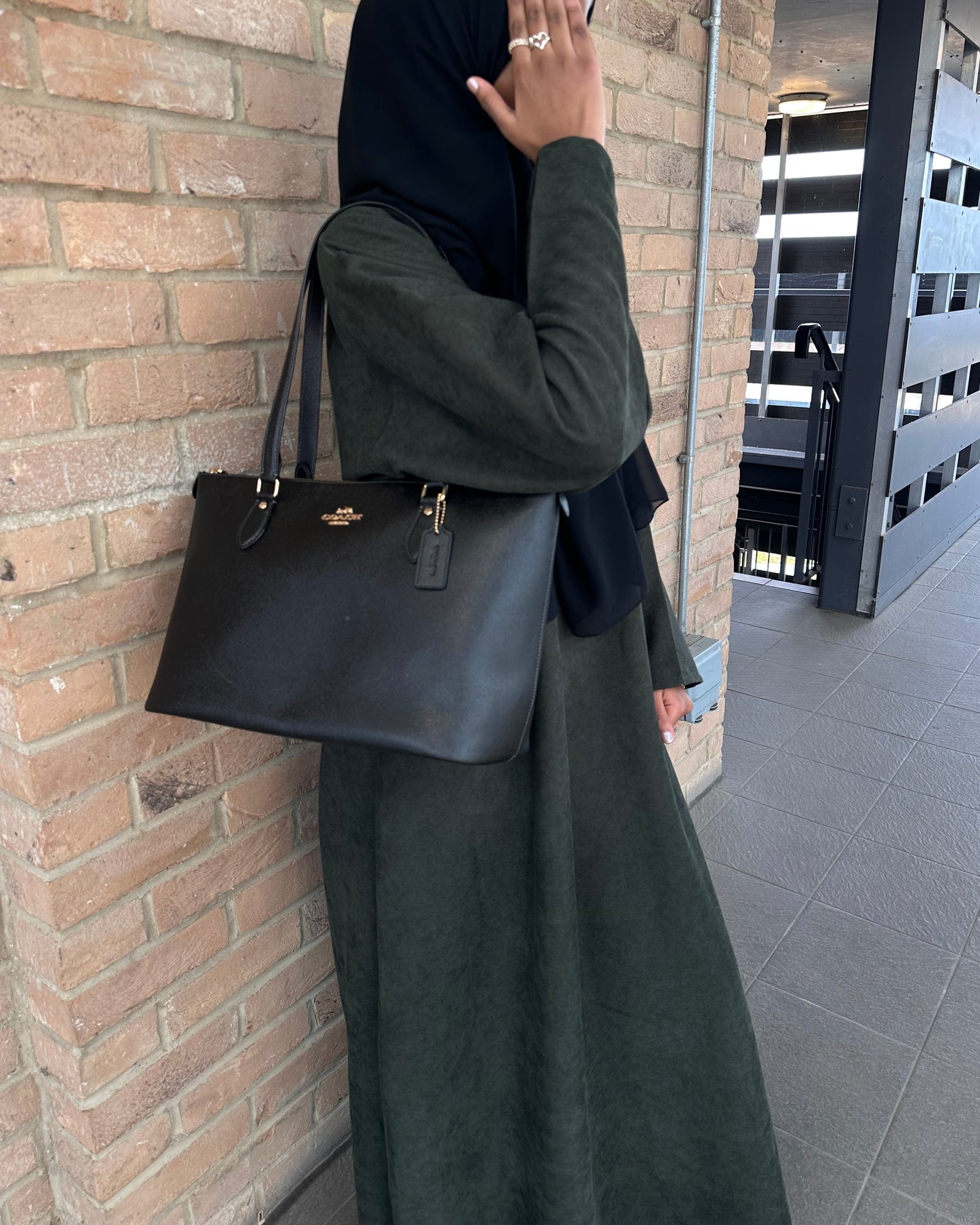 Olive Green Corduroy Closed Abaya