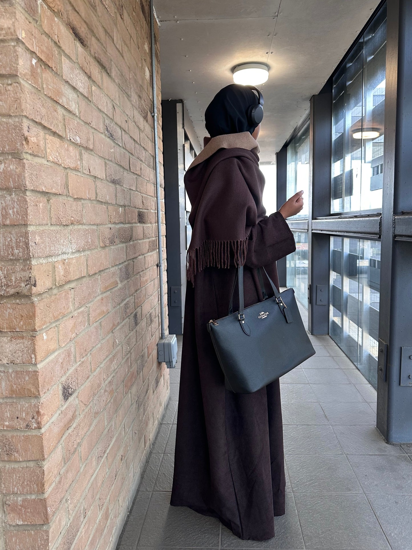 Espresso Brown Closed Corduroy Abaya