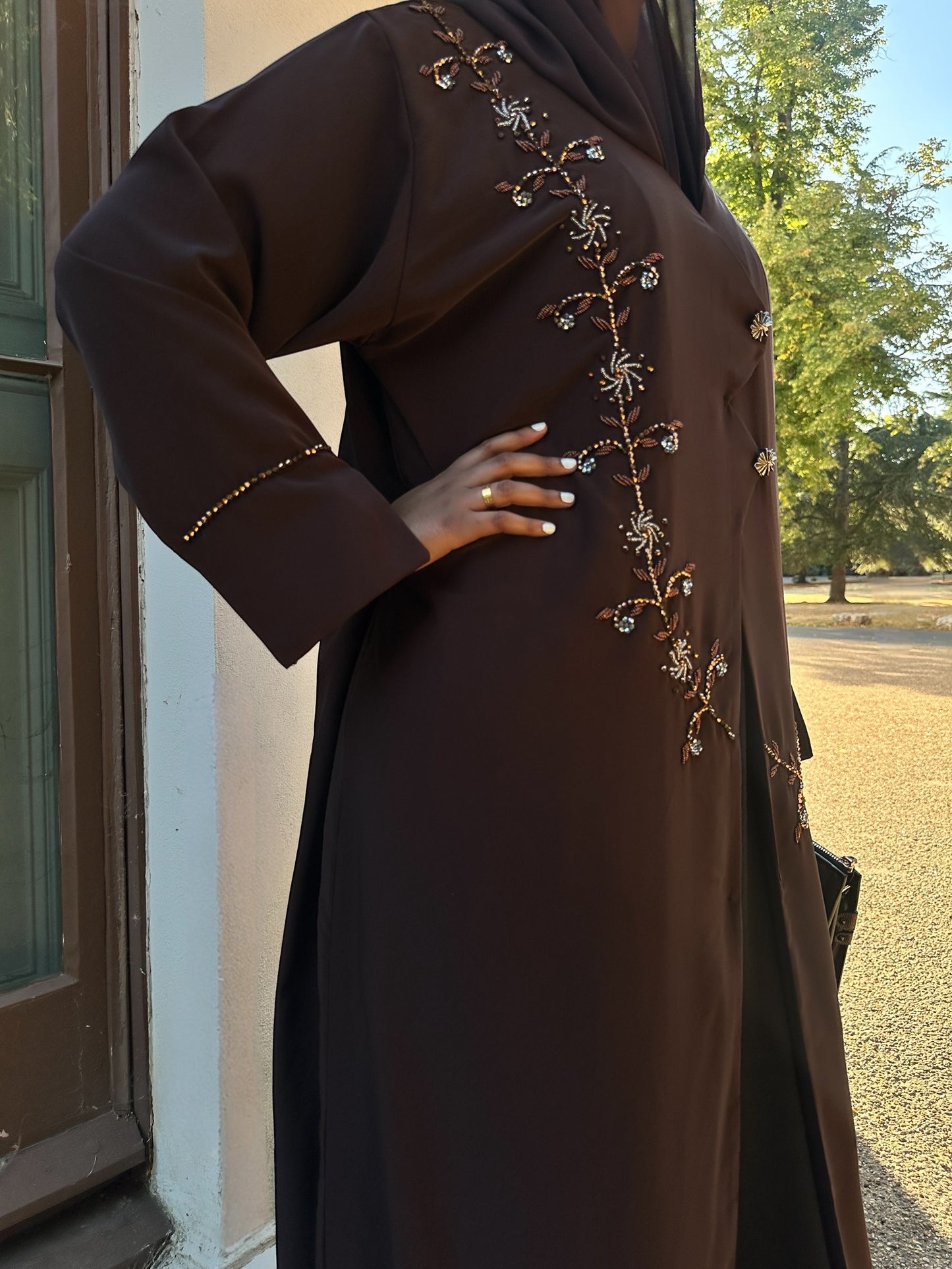 Espresso Stylish Élégance Abaya Set