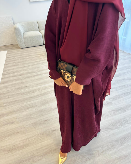 The Burgundy Elegance Abaya Set