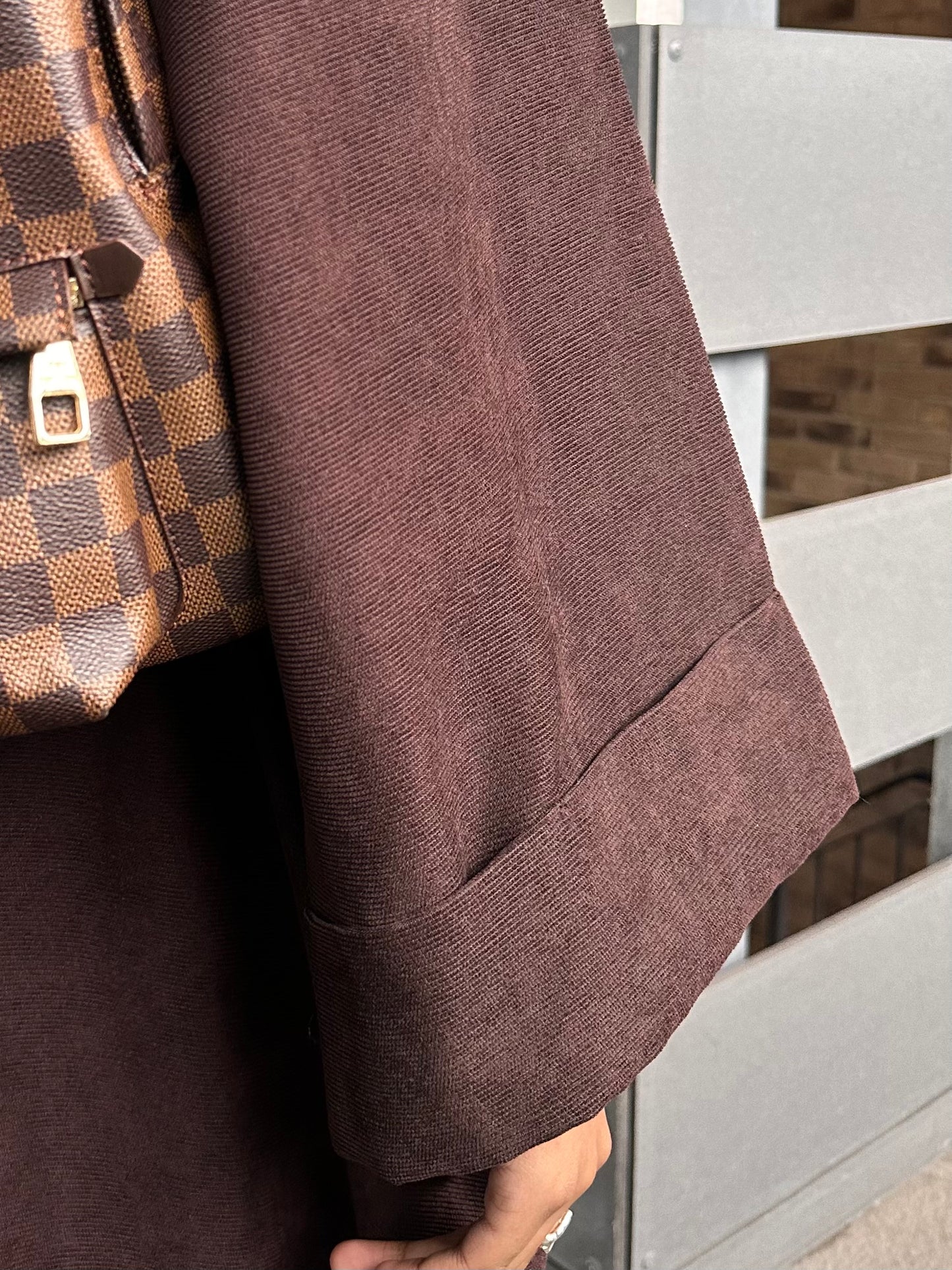 Espresso Brown Open Corduroy Abaya
