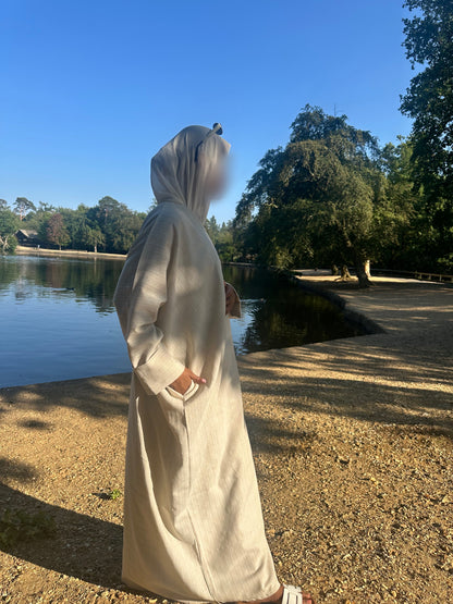 Golden Whisper Linen Kimono Abaya