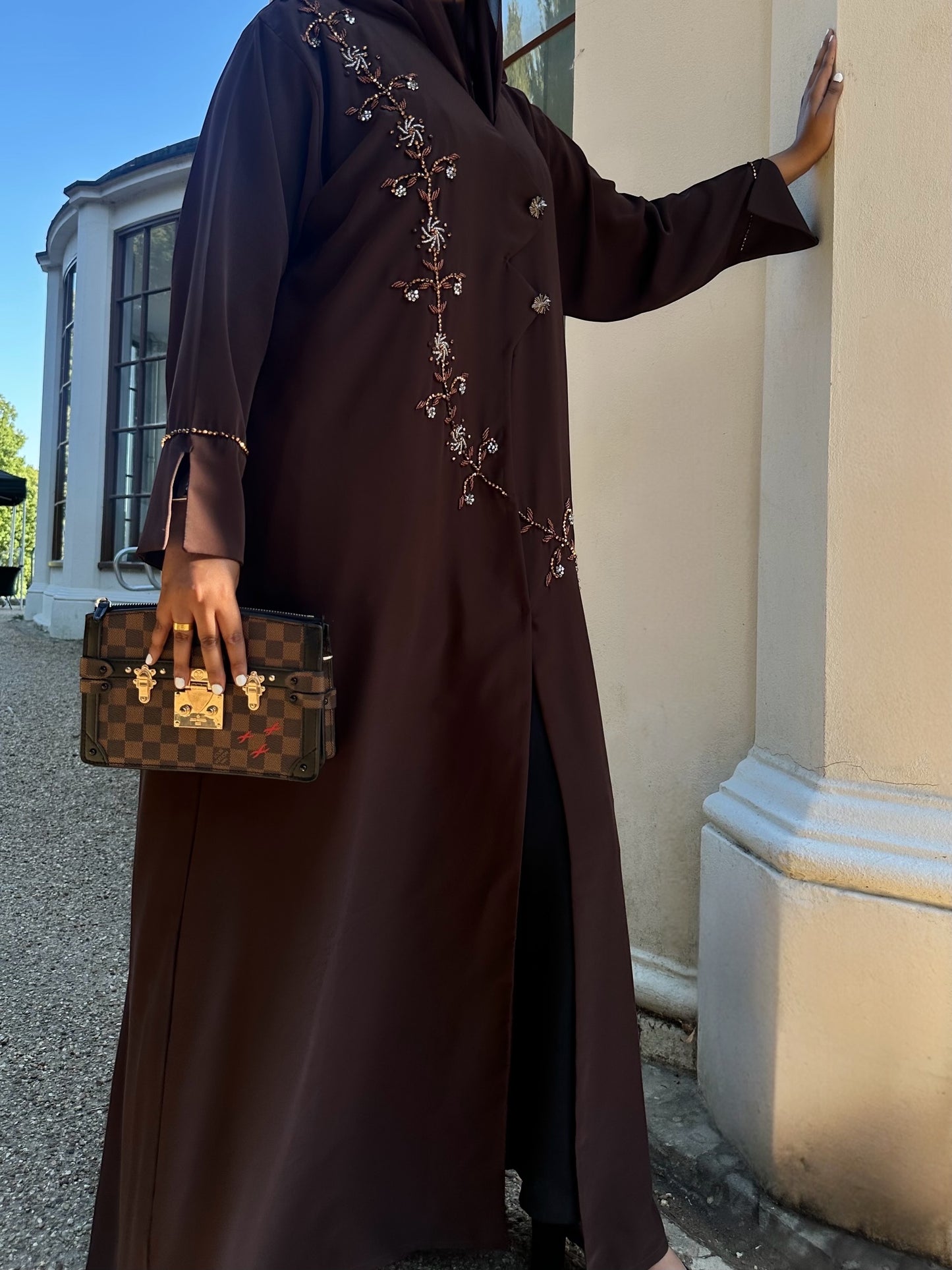 Espresso Stylish Élégance Abaya Set