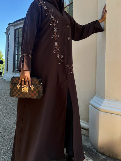 Espresso Stylish Élégance Abaya Set