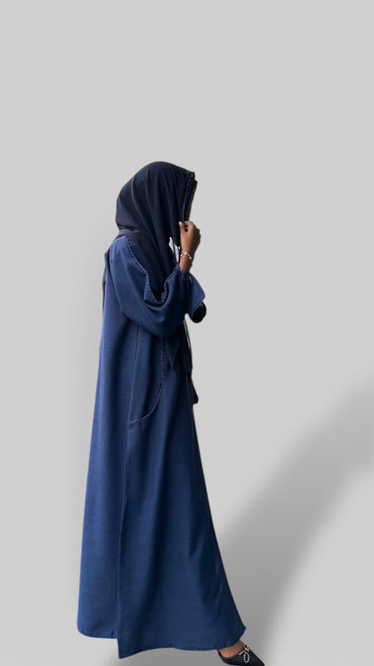 Elegance in Blue Open Abaya