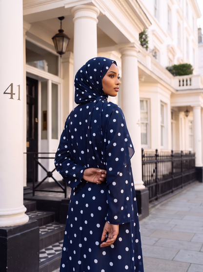 Sapphire Navy Polka Abaya Set
