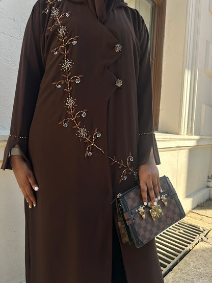 Espresso Stylish Élégance Abaya Set