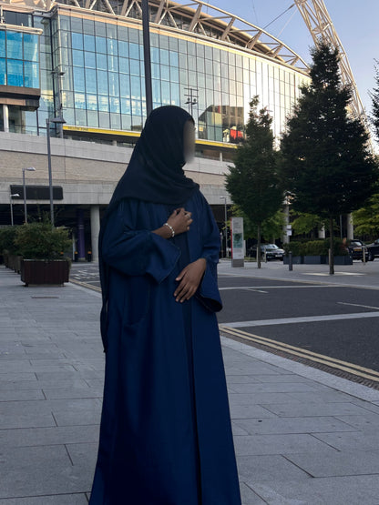 Elegance in Blue Open Abaya