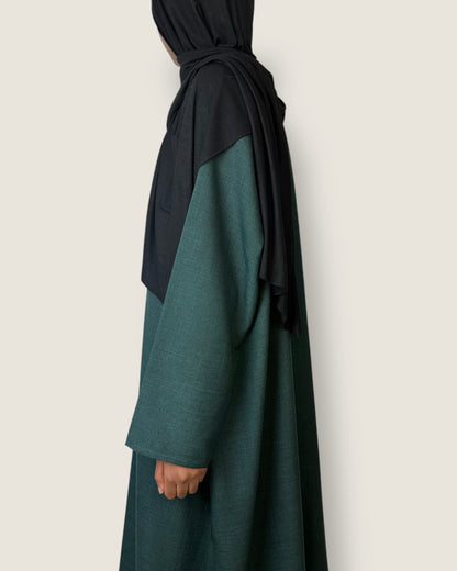 Closed Bottle Green Linen Abaya