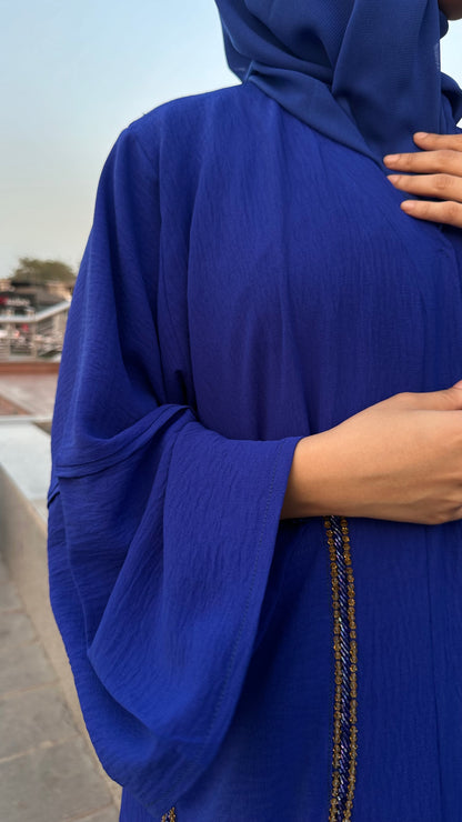 Royal Blue Beads Luxe Abaya Set