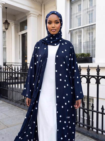Sapphire Navy Polka Abaya Set